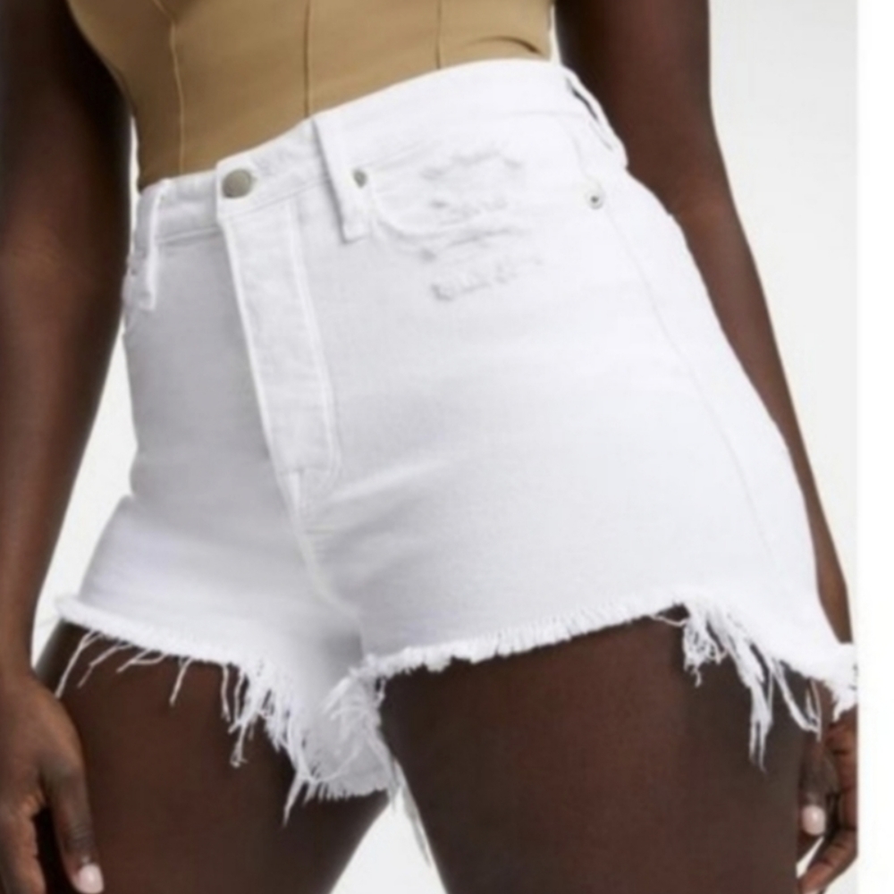 Good American Bombshell Jeans Shorts Womens 6 White Shorts